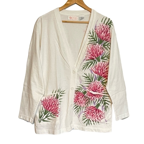 frillz Sweaters - Frillz Floral Hand Painted Artsy Cardigan